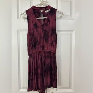 Black and burgundy, tie-dye cotton, comfortable romper size small